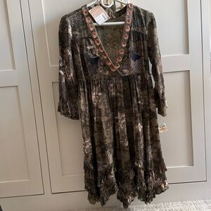 Of Molly Floral V-Neck Dress with Ruffle Hem